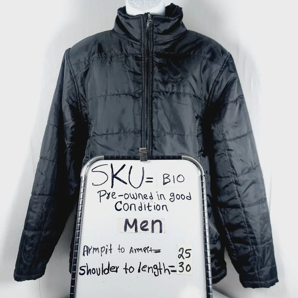 CB Men's Black Down Long Sleeve Padded Snow Full Zip Puffer Jacket Size L